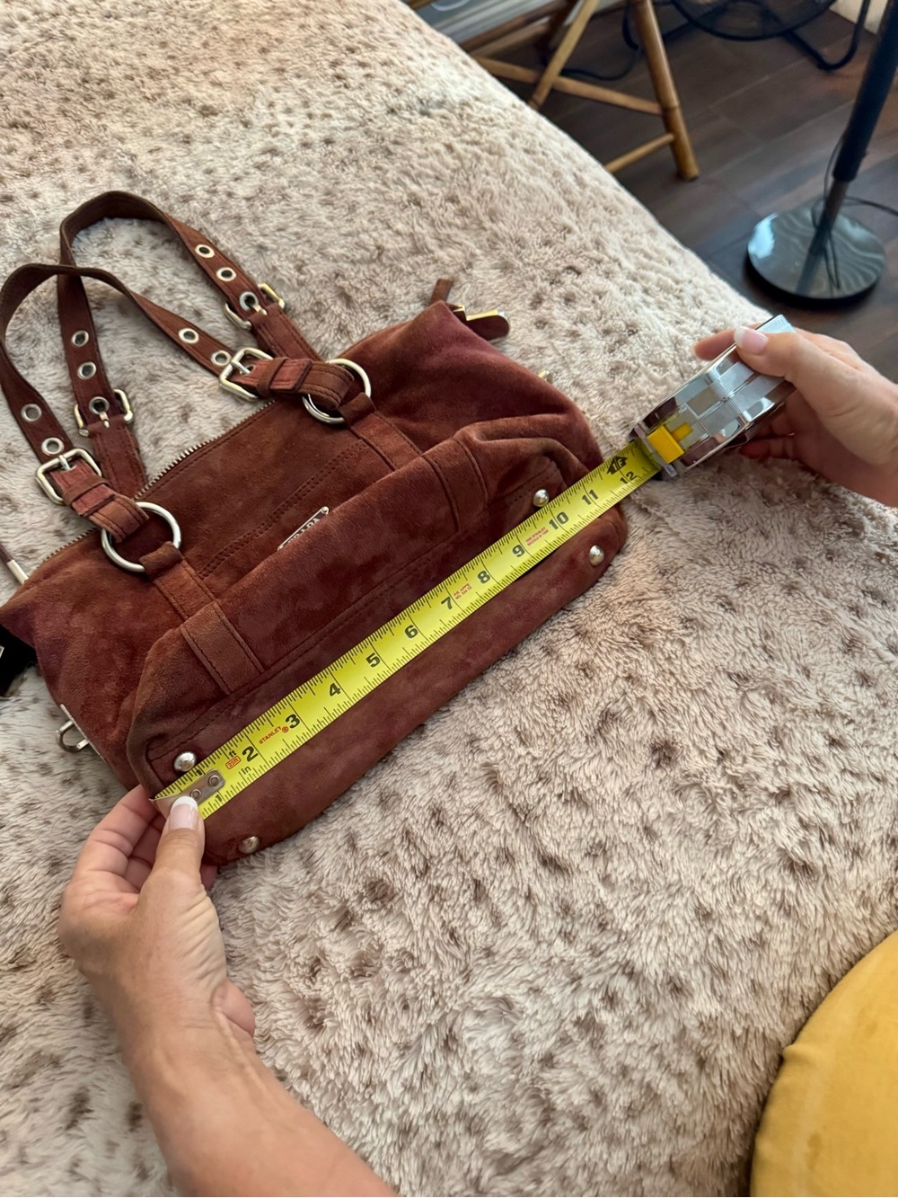 Prada Rust Brown Suede Shoulder Bag - Picture 10 of 15